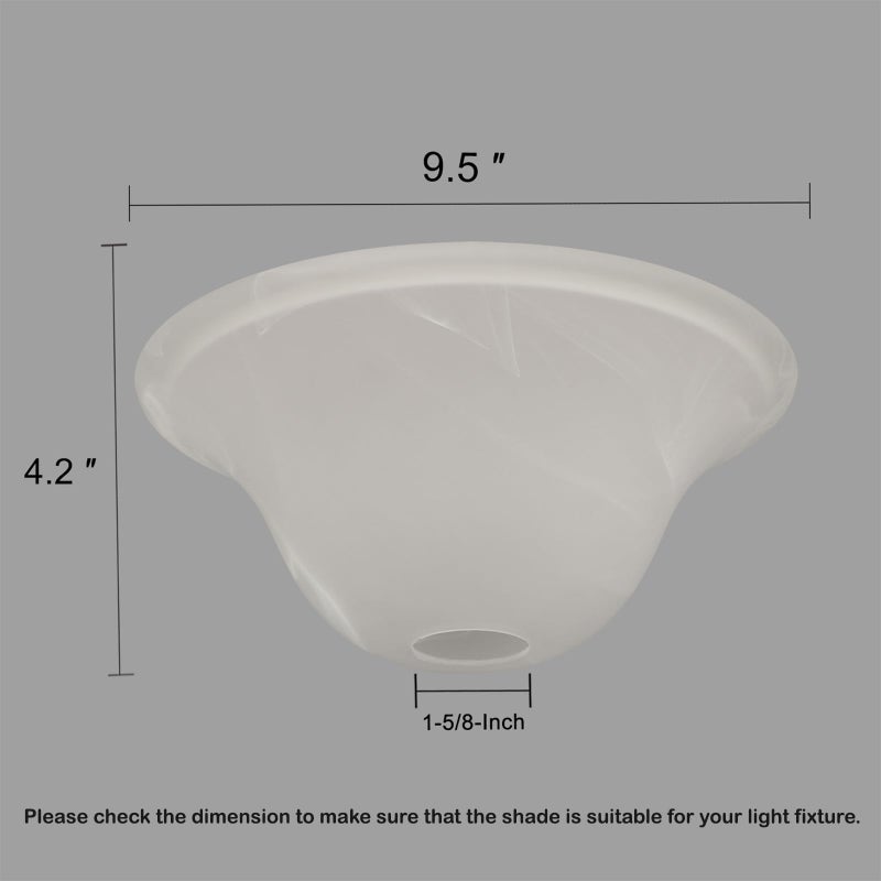 Giluta Small Floor Lamp Glass Shade Replacement Globe -Fitting Opening 1.625" Modern Alabaster Style Light Fixture Shade, Height: 4.13 inch, Width: 9.45 inch. Lipless - Image 3